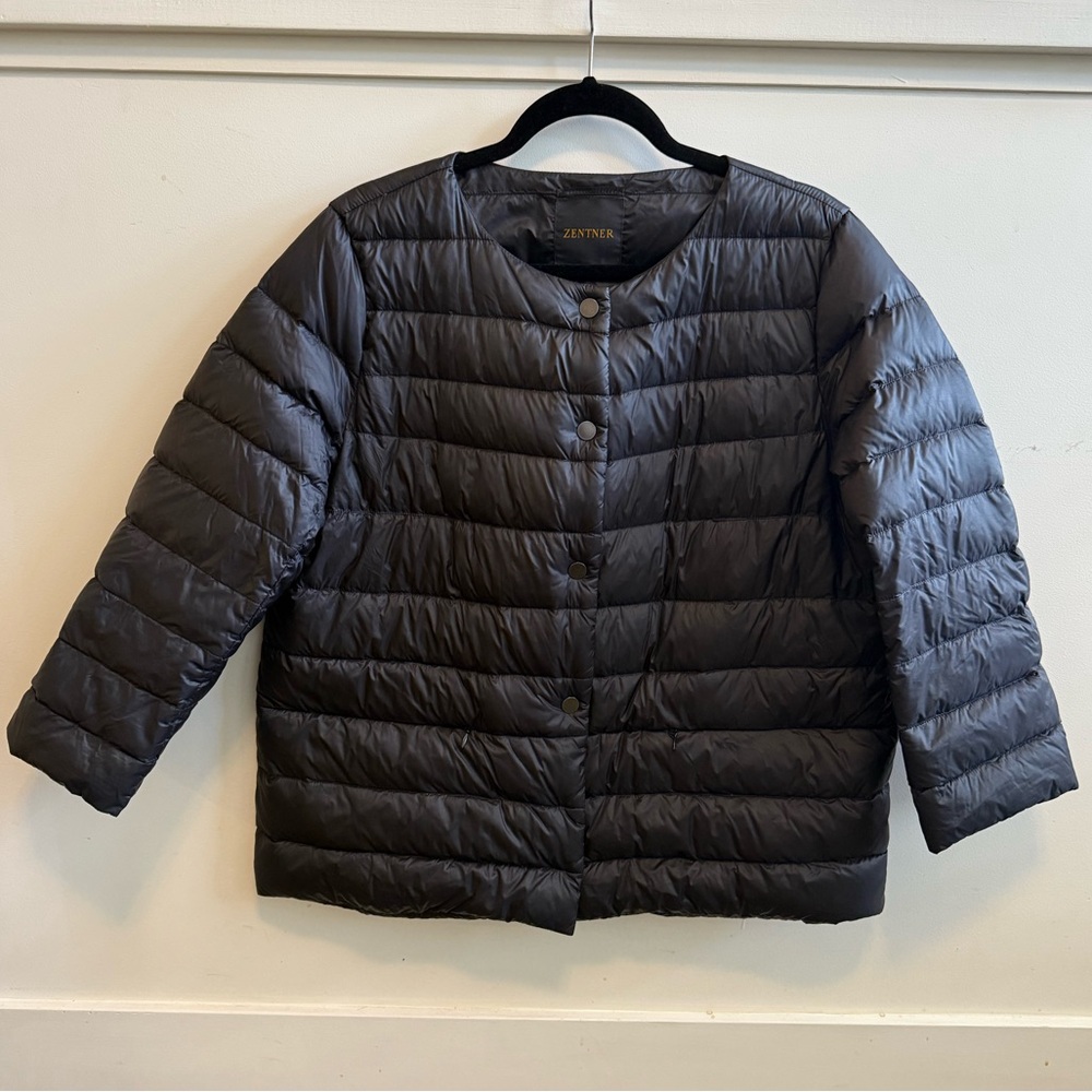 Zentner 3/4 Sleeve Black Puffer Jacket